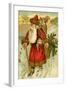 Father Christmas Dressed in Red Walking with a Gold Metallic Cane, Beatrice Litzinger Collection-null-Framed Art Print