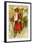 Father Christmas Dressed in Red Walking with a Gold Metallic Cane, Beatrice Litzinger Collection-null-Framed Art Print