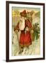 Father Christmas Dressed in Red Walking with a Gold Metallic Cane, Beatrice Litzinger Collection-null-Framed Art Print