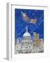 Father Christmas Flying over London-Catherine Bradbury-Framed Premium Giclee Print