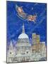 Father Christmas Flying over London-Catherine Bradbury-Mounted Premium Giclee Print