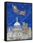 Father Christmas Flying over London-Catherine Bradbury-Framed Stretched Canvas