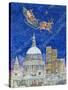 Father Christmas Flying over London-Catherine Bradbury-Stretched Canvas