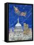 Father Christmas Flying over London-Catherine Bradbury-Framed Stretched Canvas