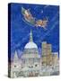 Father Christmas Flying over London-Catherine Bradbury-Stretched Canvas