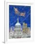 Father Christmas Flying over London-Catherine Bradbury-Framed Giclee Print