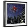 Father Christmas Flying Through Winter Landscape-null-Framed Photographic Print