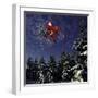 Father Christmas Flying Through Winter Landscape-null-Framed Photographic Print