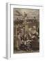 Father Christmas Giving Presents to Children, with World War I Battle in Background-null-Framed Giclee Print