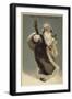 Father Christmas in a Fur Coat, Carrying Presents-null-Framed Giclee Print