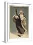 Father Christmas in a Fur Coat, Carrying Presents-null-Framed Giclee Print