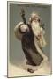 Father Christmas in a Fur Coat, Carrying Presents-null-Mounted Giclee Print