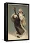 Father Christmas in a Fur Coat, Carrying Presents-null-Framed Stretched Canvas