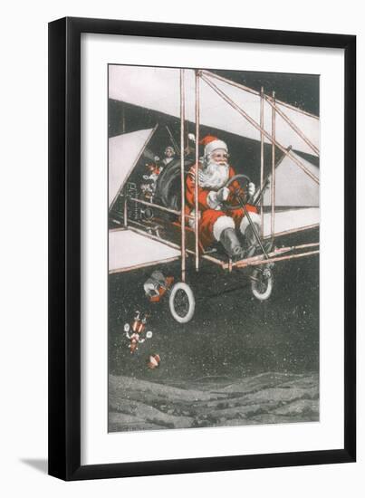 Father Christmas in an Aeroplane-CT Hill-Framed Art Print