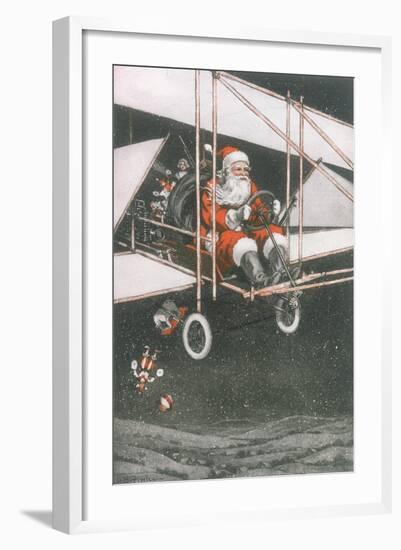 Father Christmas in an Aeroplane-CT Hill-Framed Art Print