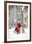 Father Christmas in Snow Behind Tree-null-Framed Photographic Print