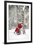 Father Christmas in Snow Behind Tree-null-Framed Photographic Print