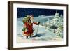 Father Christmas in the Snow, Victorian Card-null-Framed Giclee Print