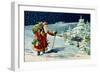 Father Christmas in the Snow, Victorian Card-null-Framed Giclee Print
