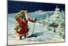 Father Christmas in the Snow, Victorian Card-null-Mounted Giclee Print