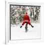 Father Christmas on a Bicycle, Freewheeling-null-Framed Photographic Print