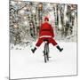 Father Christmas on a Bicycle, Freewheeling-null-Mounted Photographic Print