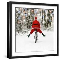 Father Christmas on a Bicycle, Freewheeling-null-Framed Photographic Print