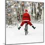 Father Christmas on a Bicycle, Freewheeling-null-Mounted Photographic Print