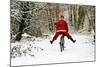 Father Christmas on a Bicycle, Freewheeling-null-Mounted Photographic Print