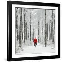 Father Christmas on a Bicycle in Snow-null-Framed Photographic Print