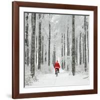 Father Christmas on a Bicycle in Snow-null-Framed Photographic Print