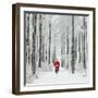 Father Christmas on a Bicycle in Snow-null-Framed Photographic Print