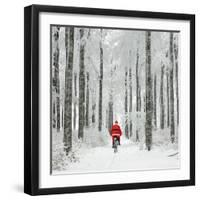 Father Christmas on a Bicycle in Snow-null-Framed Photographic Print
