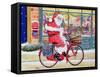 Father Christmas on a Bicycle-Tony Todd-Framed Stretched Canvas
