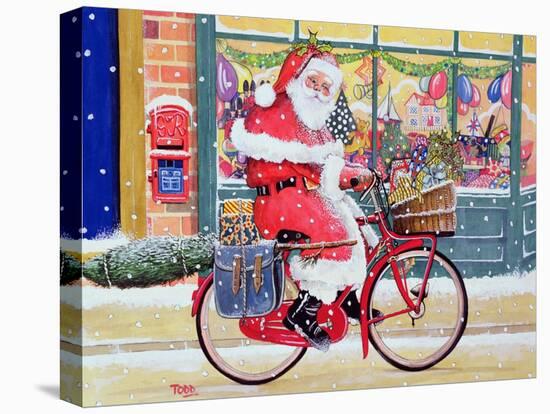 Father Christmas on a Bicycle-Tony Todd-Stretched Canvas