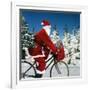 Father Christmas on Bicycle Cycling Past Fir-Ake Lindau and Johan De Meester-Framed Photographic Print