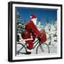 Father Christmas on Bicycle Cycling Past Fir-Ake Lindau and Johan De Meester-Framed Photographic Print