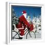 Father Christmas on Bicycle Cycling Past Fir-Ake Lindau and Johan De Meester-Framed Photographic Print