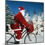 Father Christmas on Bicycle Cycling Past Fir-Ake Lindau and Johan De Meester-Mounted Photographic Print