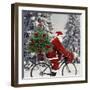 Father Christmas on Bicycle Cycling Past Fir-null-Framed Photographic Print