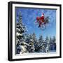 Father Christmas on Bicycle Flying Through the Air-null-Framed Photographic Print