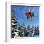 Father Christmas on Bicycle Flying Through the Air-null-Framed Photographic Print