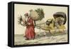 Father Christmas Pulling a Sledge of Presents-null-Framed Stretched Canvas