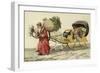 Father Christmas Pulling a Sledge of Presents-null-Framed Giclee Print