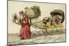 Father Christmas Pulling a Sledge of Presents-null-Mounted Giclee Print