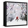Father Christmas Riding Through Avenue in Winter-null-Framed Stretched Canvas