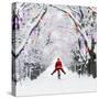 Father Christmas Riding Through Avenue in Winter-null-Stretched Canvas