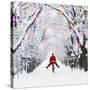 Father Christmas Riding Through Avenue in Winter-null-Stretched Canvas