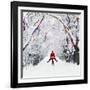 Father Christmas Riding Through Avenue in Winter-null-Framed Photographic Print