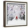 Father Christmas Riding Through Avenue in Winter-null-Framed Photographic Print